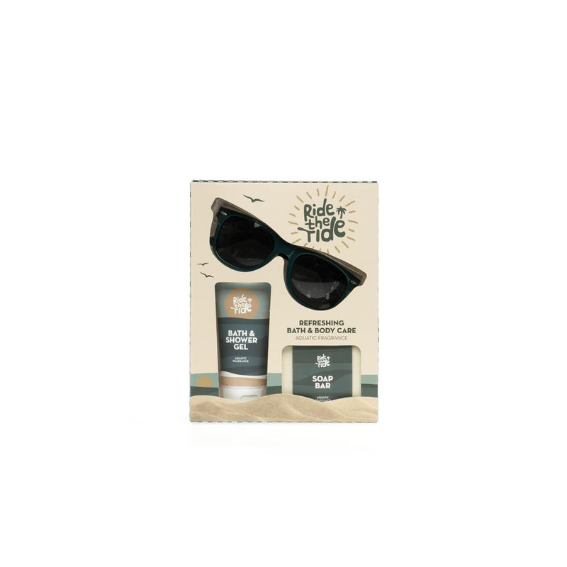 Cargue la imagen en el visor de la galería, Source balance bad giftset ride the tide met zonnebril, 100ml douchegel en 100g zeepblok