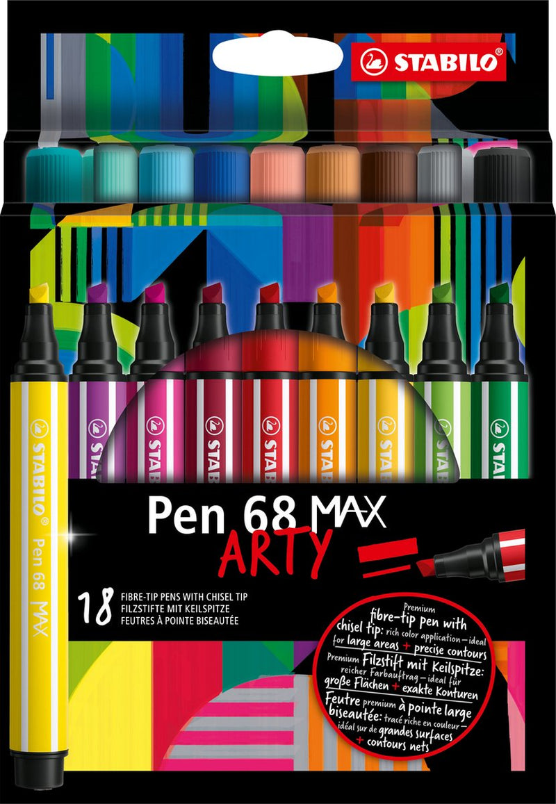 ギャラリービューアに画像をロードする, Stabilo pen 68 max arty - viltstift met dikke beitelpunt - set 18 stuks