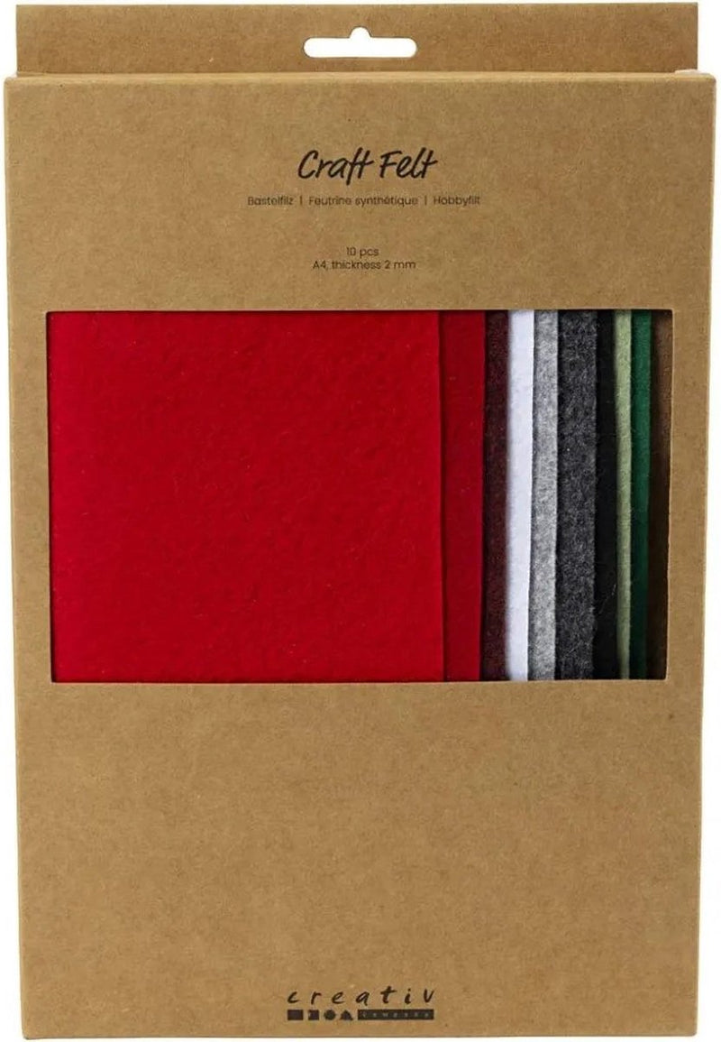 Afbeelding laden in galerijviewer, Creativ company hobbyvilt a4 dikte 2mm kerst kleuren - 10st.