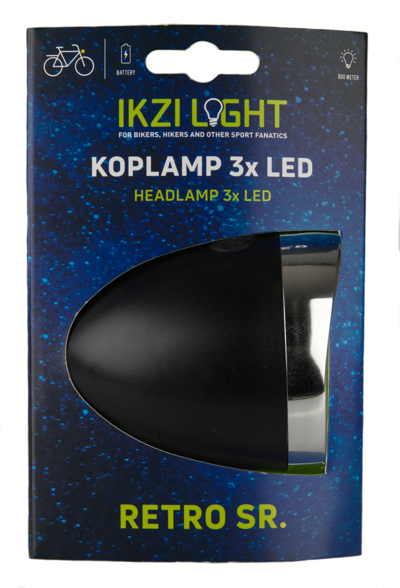 Load image into Gallery viewer, Koplamp Retro LED Zwart Batterij