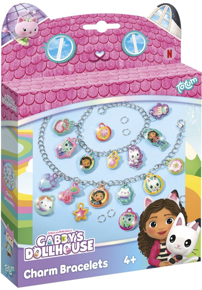Afbeelding laden in galerijviewer, Totum gabby’s poppenhuis 2 bedel armbandjes maken - gabby’s dollhouse knutselset sieraden vriendschapsarmbanden knutselen cadeau meisjes vanaf 3 jaar