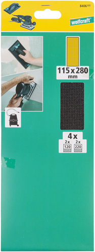 Load image into Gallery viewer, Wolfcraft stramienen | sc | k120, 220 | 115 x 280mm | 4 stuks - 8406600