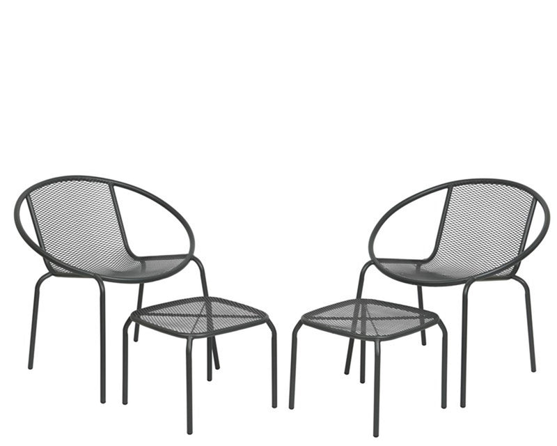 Afbeelding laden in galerijviewer, Decoris vigo balkonset antraciet stoelen + voetenbank