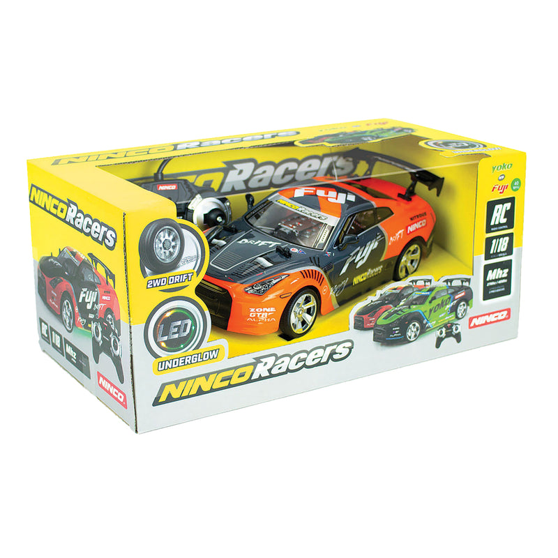Laden Sie das Bild in Galerie -Viewer, Ninco Ninco RC Fuji Driftauto + Licht 1:18 Oranje Zwart