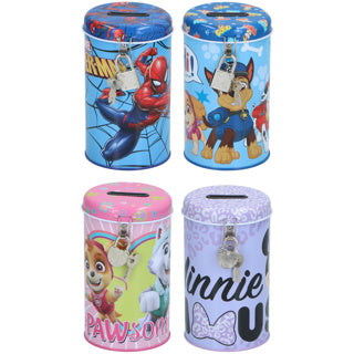 Chargez l'image dans la visionneuse de la galerie, Spaarpot licentie met slot 4 assorti paw patrol, minnie mouse, spider-man | 4 stuks