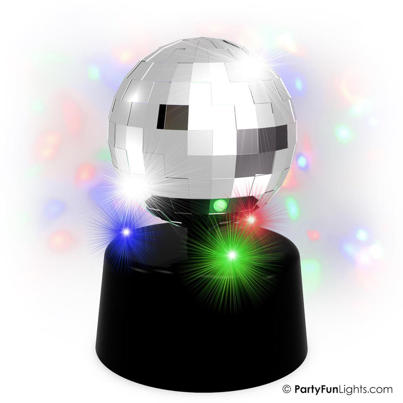 Afbeelding laden in galerijviewer, Partyfun lights tafellamp mini mirror disco led multi colour werkt op 3xaa batterijen en usb roterend