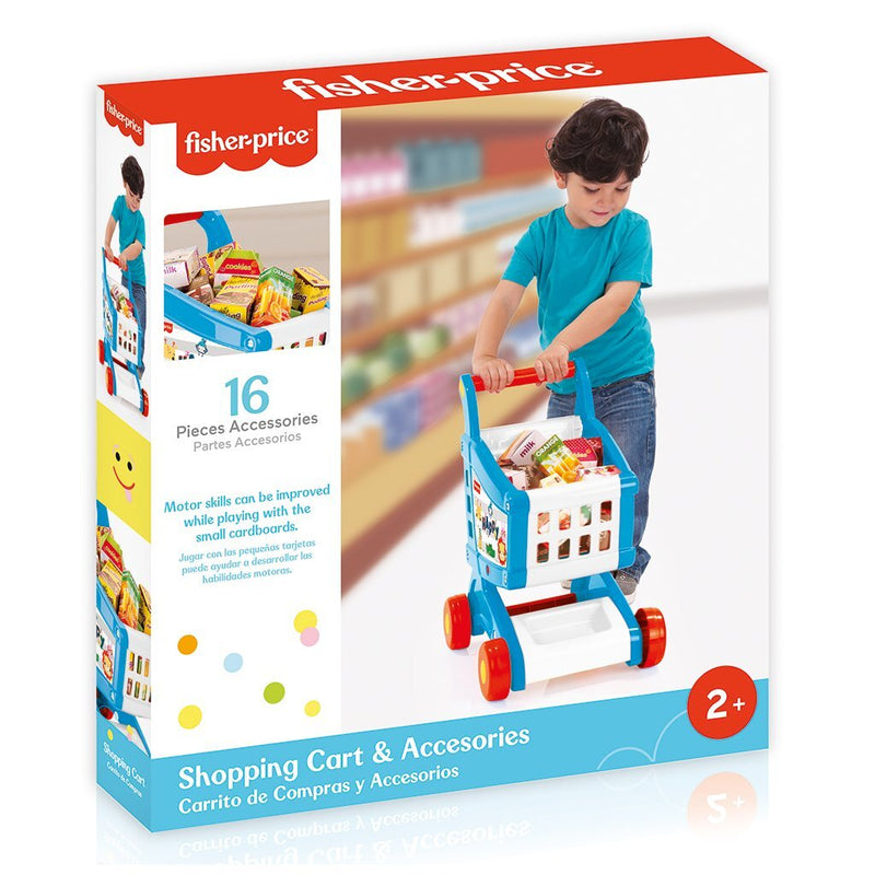 Chargez l'image dans la visionneuse de la galerie, Dolu fisher price boodschappenkar + accessoires wit blauw rood