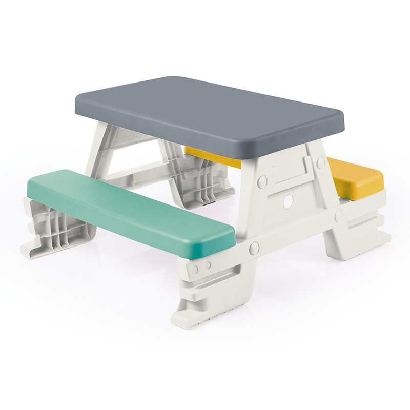 Load image into Gallery viewer, Dolu 2618 picknicktafel voor 4 kinderen binnen buiten grijs geel blauw wit