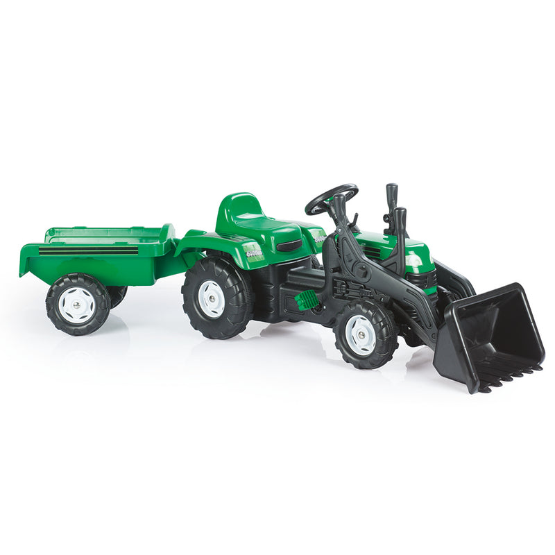 Afbeelding laden in galerijviewer, Dolu traptractor met aanhanger voorlader claxon groen zwart