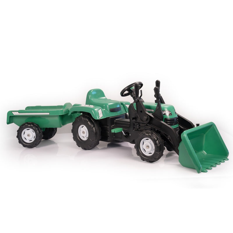 Chargez l'image dans la visionneuse de la galerie, Dolu traptractor met aanhanger voorlader claxon groen zwart