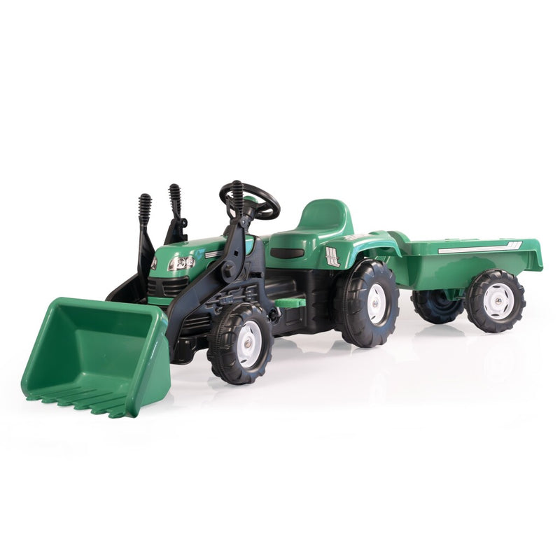 Chargez l'image dans la visionneuse de la galerie, Dolu traptractor met aanhanger voorlader claxon groen zwart