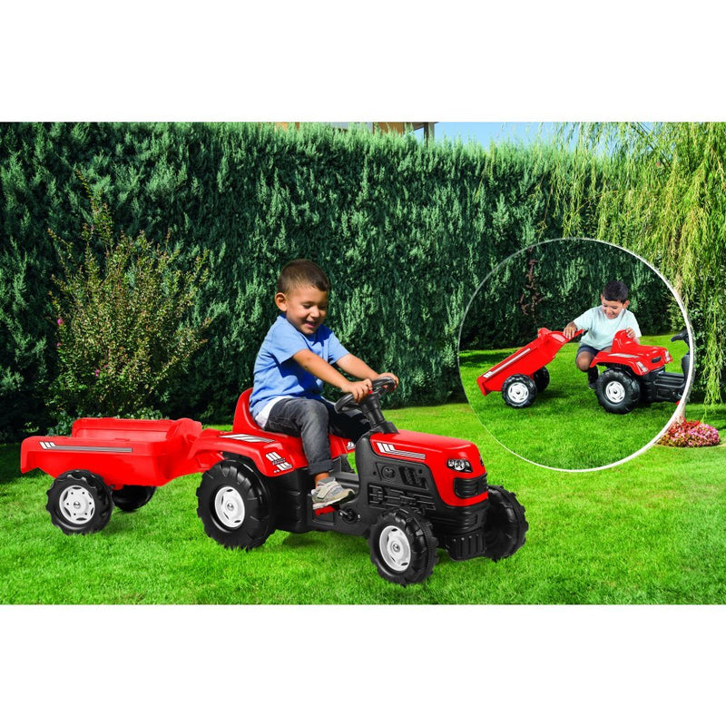Load image into Gallery viewer, Dolu traptractor met aanhanger claxon rood zwart