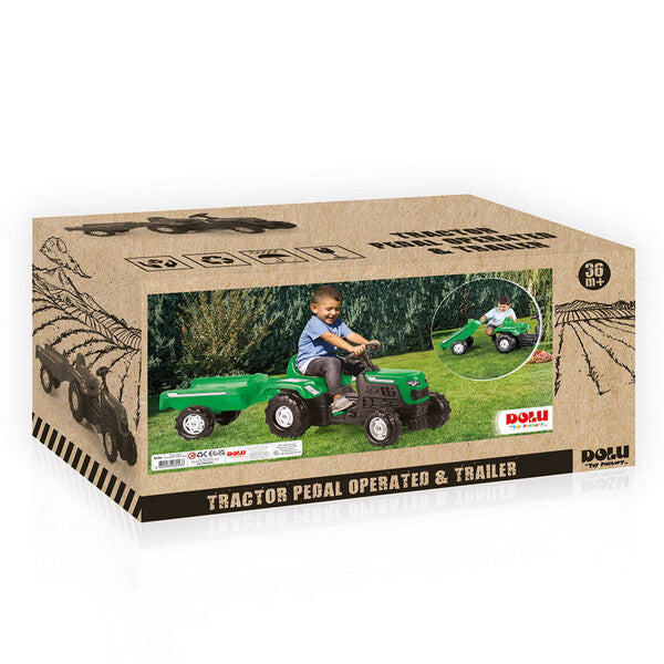 Load image into Gallery viewer, Dolu traptractor met aanhanger claxon groen zwart