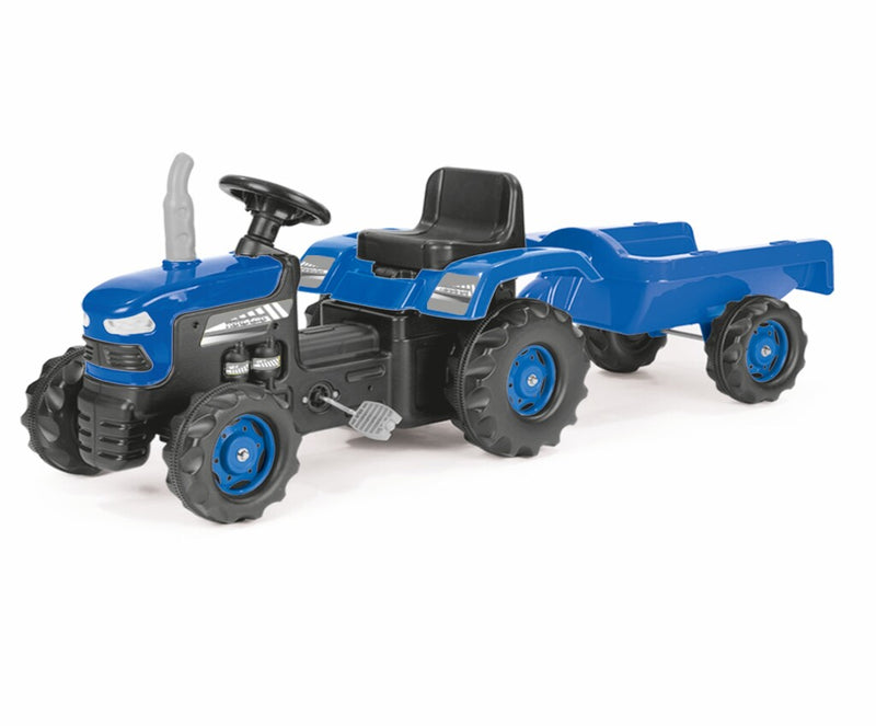 Afbeelding laden in galerijviewer, Dolu traptractor met aanghanger claxon blauw zwart