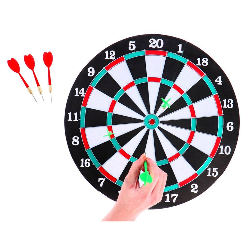 Load image into Gallery viewer, No brand dartboard tweezijdig met 6 pijlen 37 cm | 3 stuks