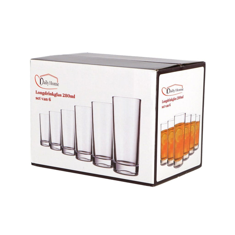 Load image into Gallery viewer, Daily home longdrinkglazen 280 ml 6 stuks transparant