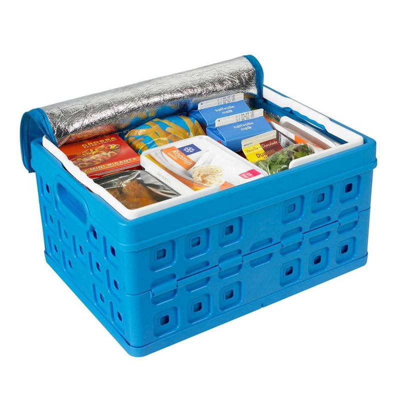 Load image into Gallery viewer, Sunware square vouwkrat + koeltas 32l 49x36x24.5 cm blauw