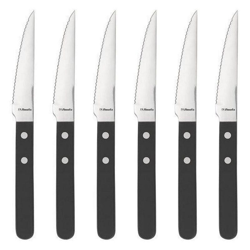 Load image into Gallery viewer, Amefa pizza steak messenset 6-delig zwart