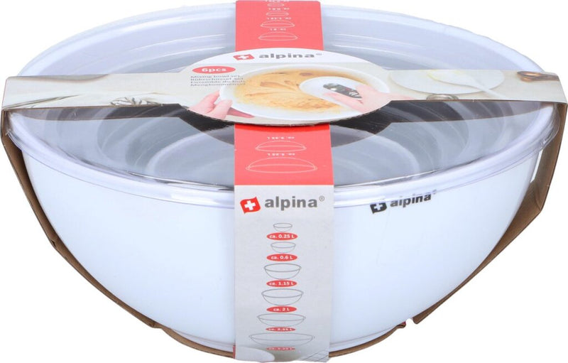Load image into Gallery viewer, Alpina beslagkom mengkommen set van 6 stuks bakspullen grijs