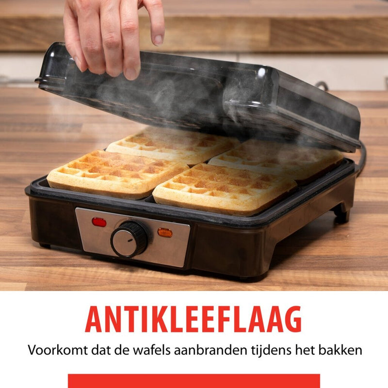 Load image into Gallery viewer, Alpina wafelijzer brusselse wafels antiaanbaklaag 4 wafels 1200w