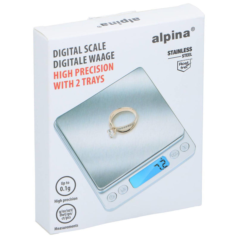 Afbeelding laden in galerijviewer, Alpina keukenweegschaal digitaal - precisie weegschaal keuken met 2 bakjes - digitale keukenweegschaal met tarra functie en kom - lcd display