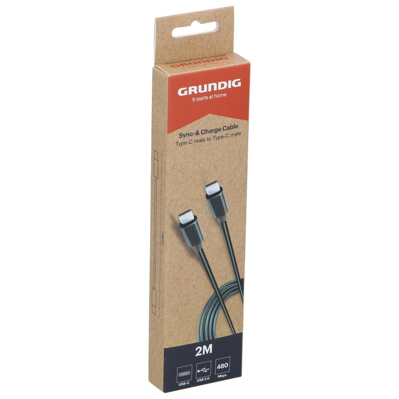 Afbeelding laden in galerijviewer, Grundig synchroniseer- en oplaadkabel usb-c naar usb-c 2 meter