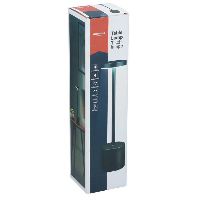 Afbeelding laden in galerijviewer, Grundig tafellamp modern zwart usb-c oplaadbaar 8x34,5cm
