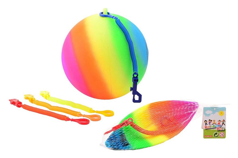 Afbeelding laden in galerijviewer, Outdoor fun regenboogbal maat 5 met koord. 3+