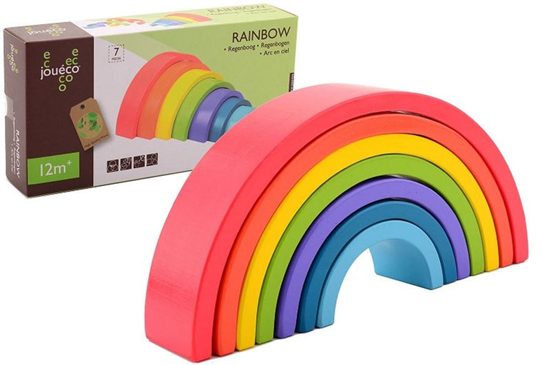 Afbeelding laden in galerijviewer, Jouéco regenboog hout, 7 delig. 2+