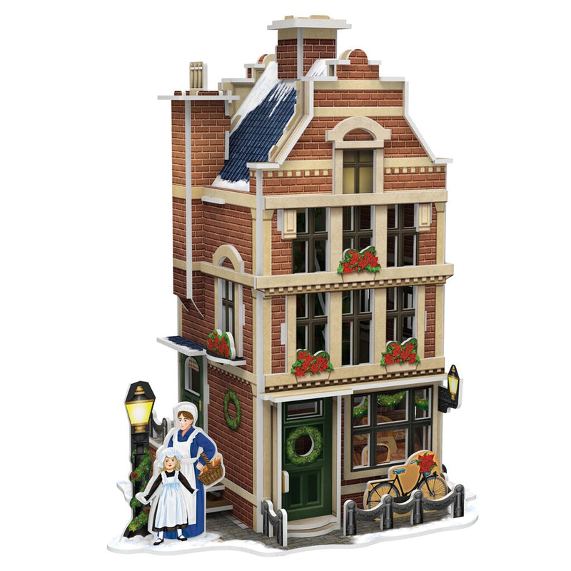 Load image into Gallery viewer, Cubic fun 3d puzzel hollands huisje winter bakkerij + licht 65 stukjes