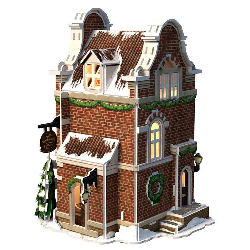 Load image into Gallery viewer, Cubic fun 3d puzzel hollands huisje winter kaaswinkel + licht 60 stukjes