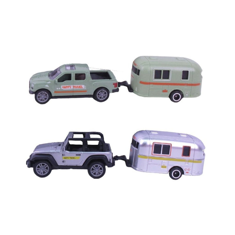 Laden Sie das Bild in Galerie -Viewer, City car collection die-cast pick-up met trailer 1:50 assorti