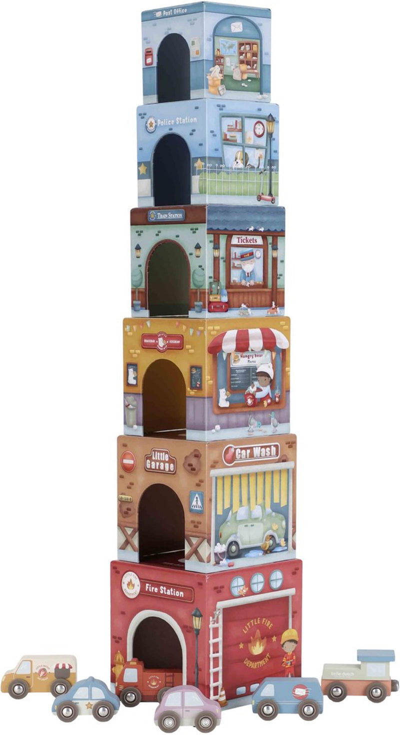 Cargue la imagen en el visor de la galería, Little dutch stapeltoren inclusief 6 auto’s – hout fsc