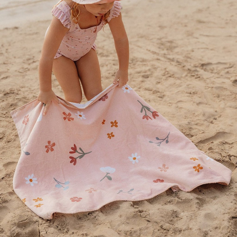 Laden Sie das Bild in Galerie -Viewer, Merkloos sans marque little dutch pink flowers strandlaken 60x120 cm lichtroze