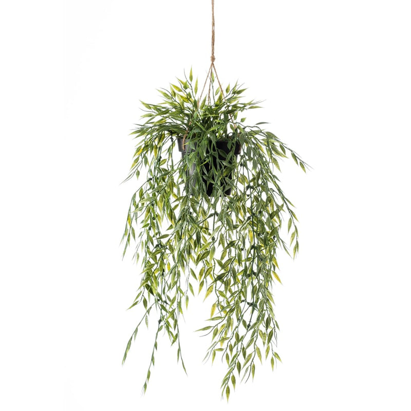 Load image into Gallery viewer, Emerald kunstplant hangend in pot bamboe 50 cm