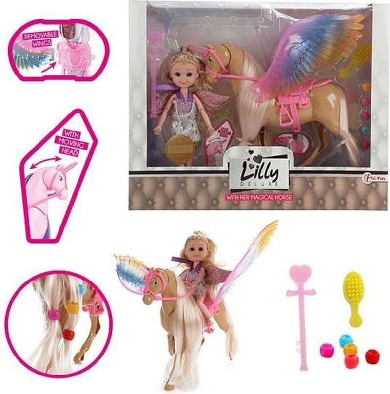 Afbeelding laden in galerijviewer, Lilly tienerpop 15cm met beweegbare eenhoorn lauren