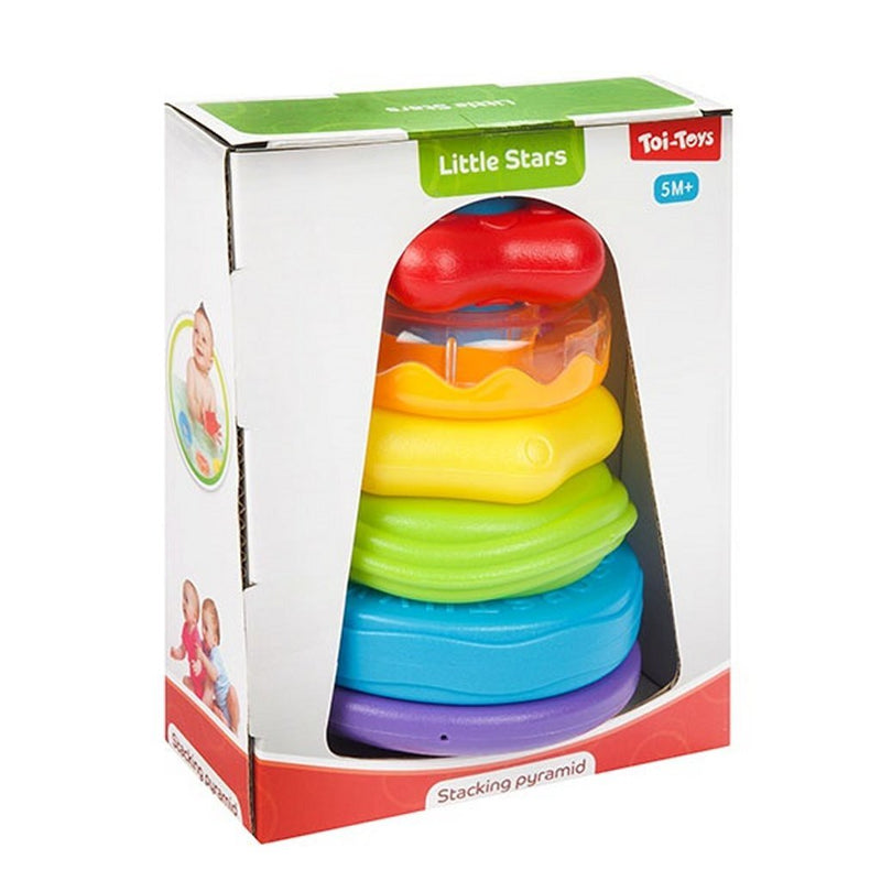 Load image into Gallery viewer, Little stars stapeltoren met rammelaar