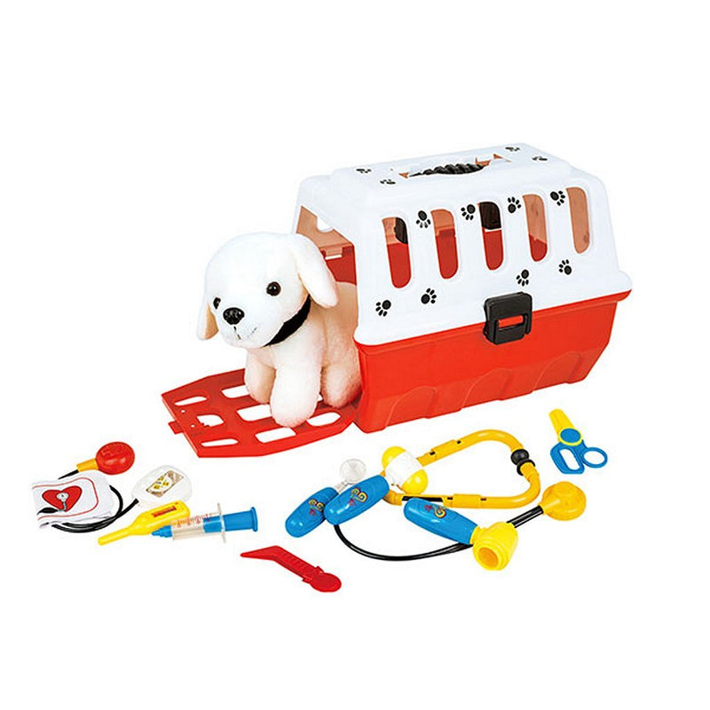 Load image into Gallery viewer, Toi-toys puppy in reismand + dierenarts accessoires