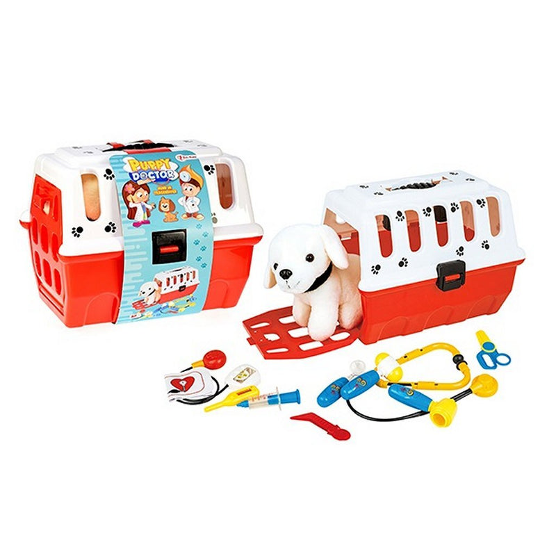 Load image into Gallery viewer, Toi-toys puppy in reismand + dierenarts accessoires