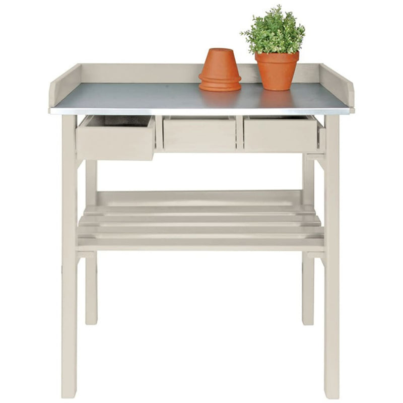 Load image into Gallery viewer, Esschert design tuinwerktafel met lades (wit) cf29w