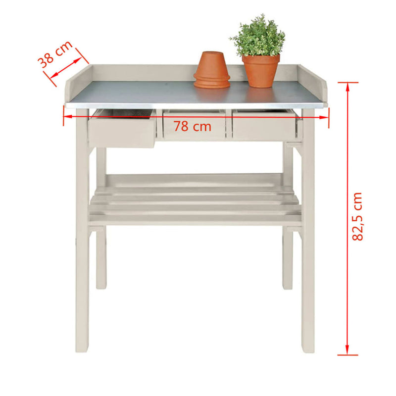 Load image into Gallery viewer, Esschert design tuinwerktafel met lades (wit) cf29w