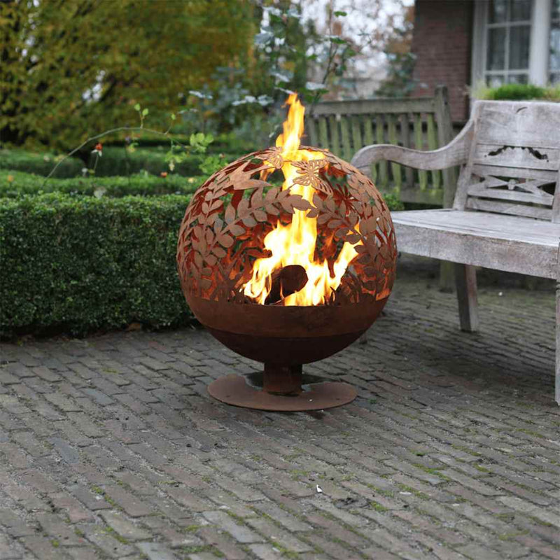 Load image into Gallery viewer, Esschert design vuurkorf lasergesneden bloemen roestkleurig ff294