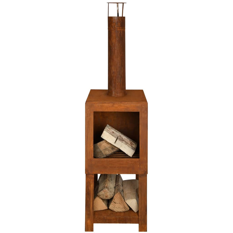 Load image into Gallery viewer, Esschert design tuinhaard met houtopslag roestkleurig ff298