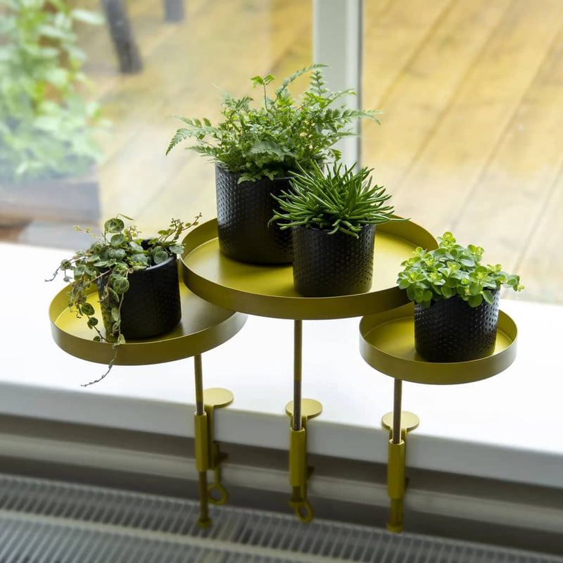 Load image into Gallery viewer, Esschert design plantenblad met klem rond l goudkleurig