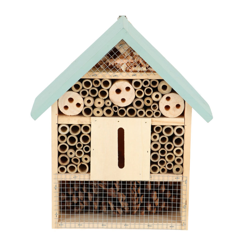 Load image into Gallery viewer, Esschert design houten insectenhotel 10x24x29 cm naturel mintgroen