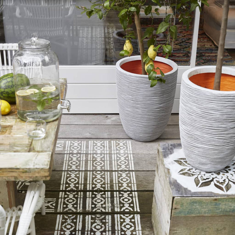 Load image into Gallery viewer, Capi Capi Bloempot Nature Rib elegant laag 46x58 cm ivoorkleurig KOFI783