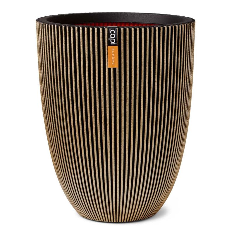 Load image into Gallery viewer, Capi bloempot groove elegant 46x58 cm zwart en goudkleurig