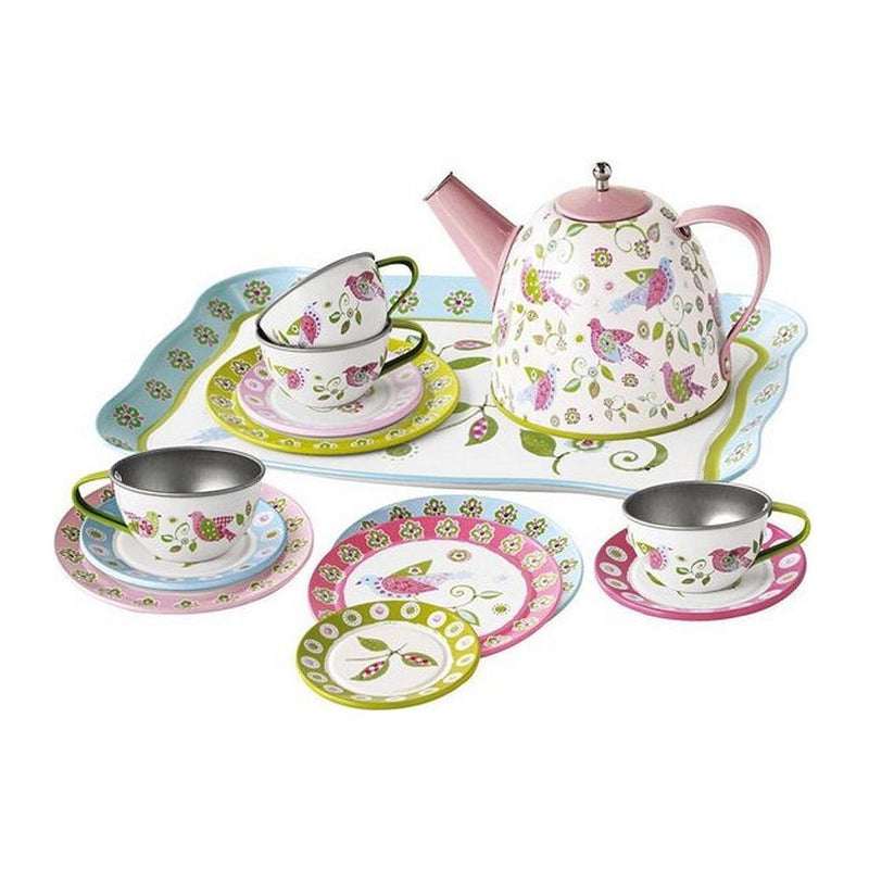 Cargue la imagen en el visor de la galería, Simply for kids tinnen theeservies vogels met koffertje
