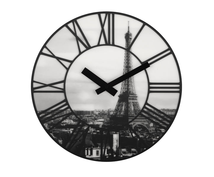 Load image into Gallery viewer, Nextime ne-3004 wandklok dia. 39 cm, plastic, 3d, grijs, #039;la ville #039;