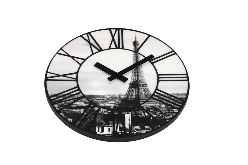 Load image into Gallery viewer, Nextime ne-3004 wandklok dia. 39 cm, plastic, 3d, grijs, #039;la ville #039;